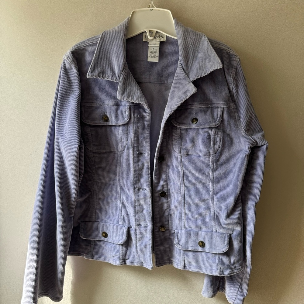 CHADWICK’S Ladies’ fitted periwinkle / lilac corduroy jean jacket, size S